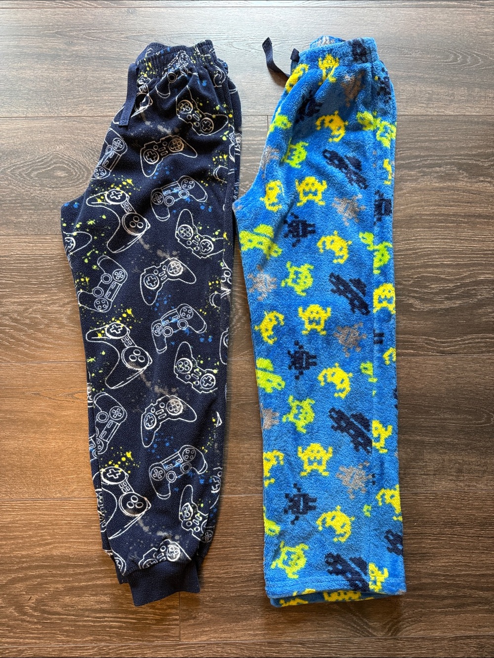 Kids Blue Fleece Pajama Bottoms with Video Game Print, 2 Pack Size 10/12
